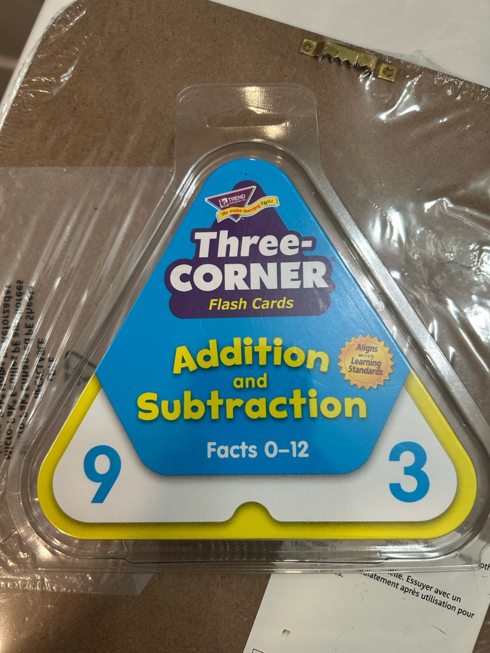 Three-Corner Flash Cards - Addition and Subtraction (Blue & Yellow)